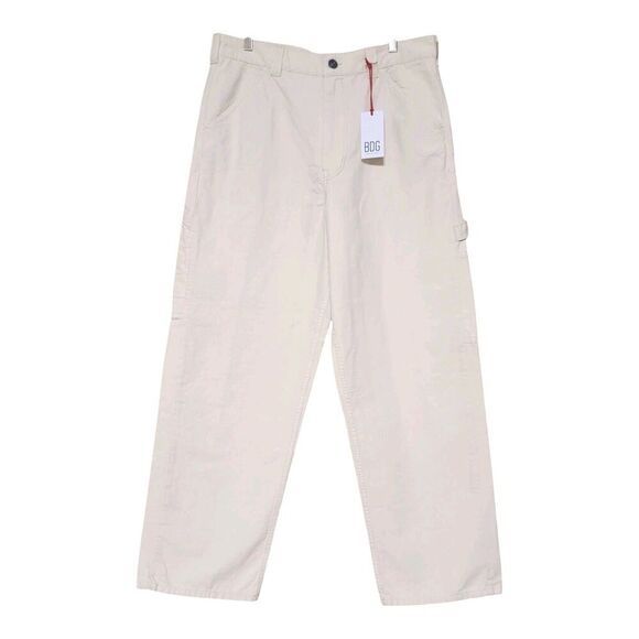 BDG Urban Outfitters Carpenter Pants 34 W 32 L Cream- Utilitarian- Baggy Denim - Picture 1 of 13